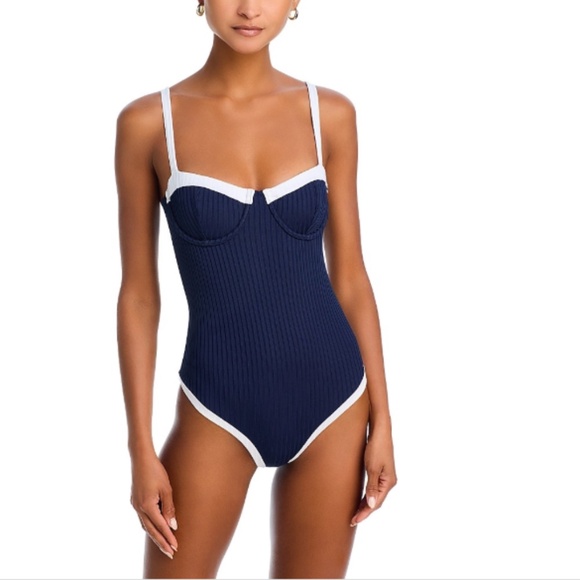 Aqua Swim Underwire One Piece Swimsuit Blue Size S 10357